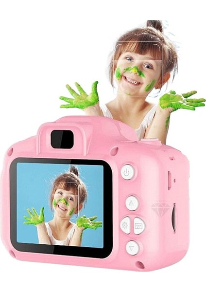 Çocuklar Için Dijital Fotoğraf Makinesi Fotoğraf ve Video Çeken Mini Pembe