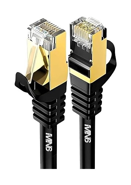 M109F Cat7 Kablo 3 METRE/10GBPS-50 Mikron Altın Kaplama/stp/cat7 Ethernet Kablosu (M109 Cat7, Sıyah, 3 Metre)