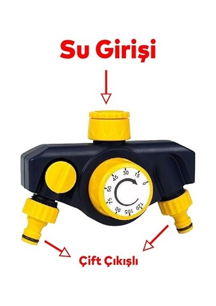 Mekanik Çift Çıkışlı Su Zamanlayıcısı Bahçe Sulama Temizleme Manuel Zaman Ayarlı modelleri