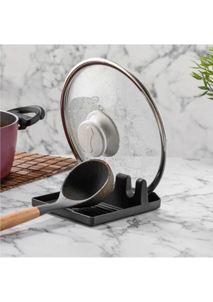 Home Tezgah Üstü Kirli Kaşıklık, 14X12 cm Plastik Mutfak Kepçelik, Kaymaz Tabanlı, Kolay Temizlenebilir Organizer, Mutfak Kaşıklık Organizer, Tezgah Kaşık Koyma Kabı, Antrasit