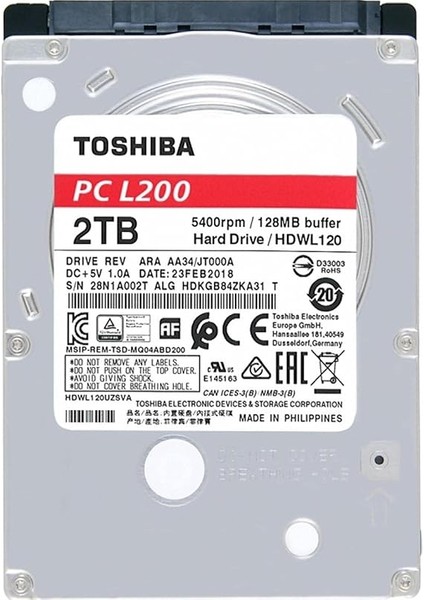 L200 2tb 2.5” Dahili HDD – 5400RPM, 128MB Cache, HDWL120UZSVA modelleri