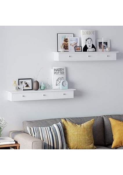 Duvar Rafı, 3 Çekmeceli Yüzer Raf, Koridorda Depolama Rafı, 80 x 15 x 10 Cm, Oturma Odası, Yatak Odası ve Mutfak, Parlak Kaplama, Beyaz LWS085W01 fiyatları