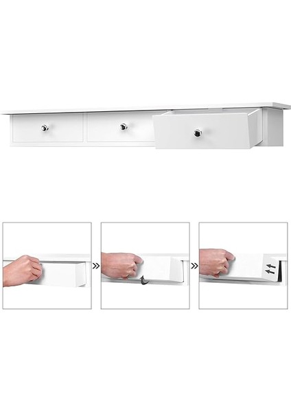 Duvar Rafı, 3 Çekmeceli Yüzer Raf, Koridorda Depolama Rafı, 80 x 15 x 10 Cm, Oturma Odası, Yatak Odası ve Mutfak, Parlak Kaplama, Beyaz LWS085W01 indirimleri