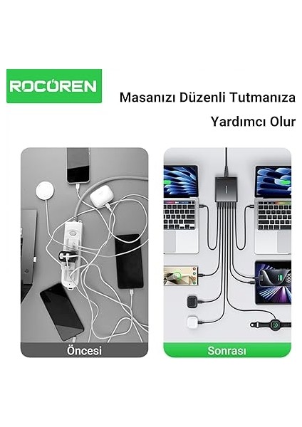185W 8 Portlu Gan Şarj Cihazı 5*type-C 3*usb-A Notebook iPhone Samsung Uyumlu Şarj Istasyonu indirimleri
