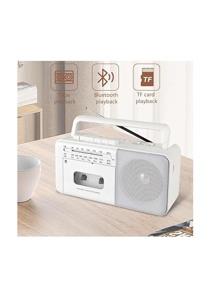 PX-680BT Müzik Seti Kasetçalar Fm Radyo USB Mp3 Player Bluetooth Hoparlör (Beyaz) indirimleri