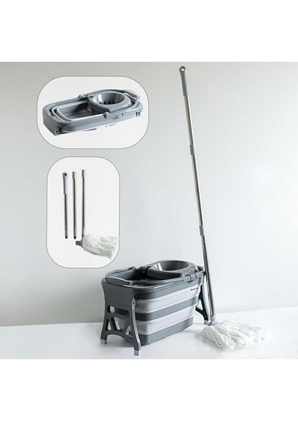 20 Litre Katlanabilir Mop ve Kovası - Temizlik Kovası - Paspas ve Kova - Ev Tipi Moplar ve Kova Setleri -