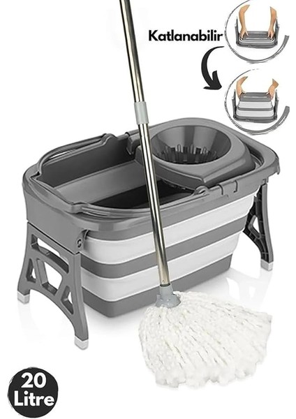 20 Litre Katlanabilir Mop ve Kovası - Temizlik Kovası - Paspas ve Kova - Ev Tipi Moplar ve Kova Setleri - fırsatları