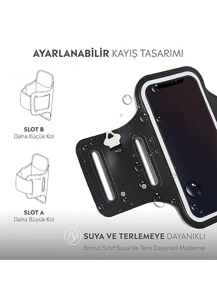 iPhone Samsung Xiaomi Huawei ile Uyumlu Universal 6,9" Inç E Kadar Uyumlu Anahtar Koyma Bölmeli Spor Koşu Yürüyüş Için Kol Bandı Siyah modelleri
