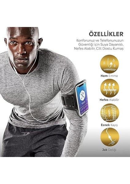 iPhone Samsung Xiaomi Huawei ile Uyumlu Universal 6,9" Inç E Kadar Uyumlu Anahtar Koyma Bölmeli Spor Koşu Yürüyüş Için Kol Bandı Siyah fırsatları