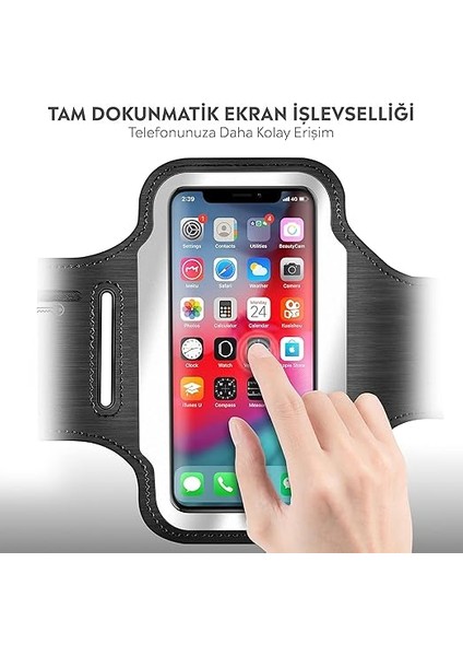 iPhone Samsung Xiaomi Huawei ile Uyumlu Universal 6,9" Inç E Kadar Uyumlu Anahtar Koyma Bölmeli Spor Koşu Yürüyüş Için Kol Bandı Siyah indirimleri