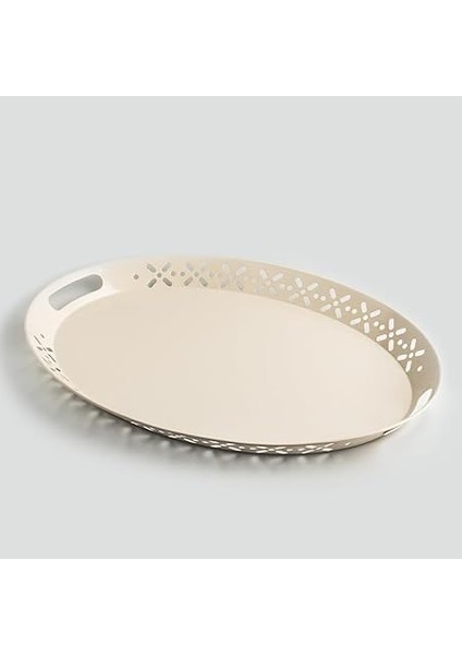 Metal Lalin Tepsi, Metal Tepsi, Servis Tepsisi, Romantik Tepsi, Büyük Tepsi, Çay Kahve Tepsisi Krem fırsatları