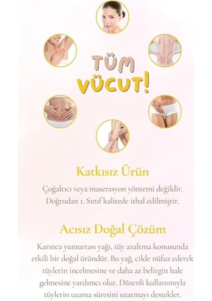 Yumurtası Yağı 50 ml - Epilasyon Sonrası Tüy Azaltıcı Bakım Yağı indirimleri