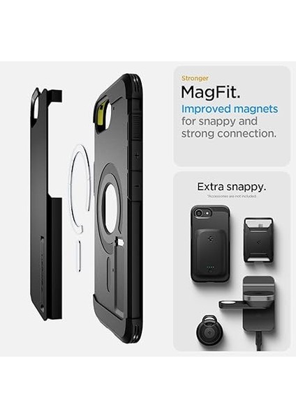 iPhone 16E Ekstra Dayanıklı Magsafe Kılıf Tough Armor Ai Hava Kanalı Teknolojisi™ Askeri Sınıf Koruma Magfit Kickstand'lı Black Çift Katman Kapak - ACS09137 fırsatları