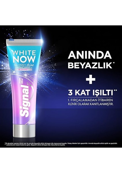 Diş Macunu White Now Glossy Shine Anında Beyazlık +3 Kat Işıltı 75 ml fırsatları