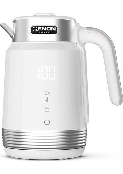 Smart Akıllı Kettle Paslanmaz Çelik Çift Katmanlı Mobil Uygulama Kontrollü Dijital Dokunmatik Otomatik Kapanma Hızlı Kaynatma Kolay Temizlik Kaçak Akım Korumalı Su Isıtıcı 1.7 Lt (Beyaz) X7102