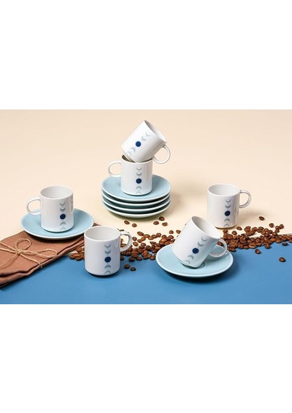 Eclipse Turkuaz 6 Kişilik Kahve Takımı 90CC