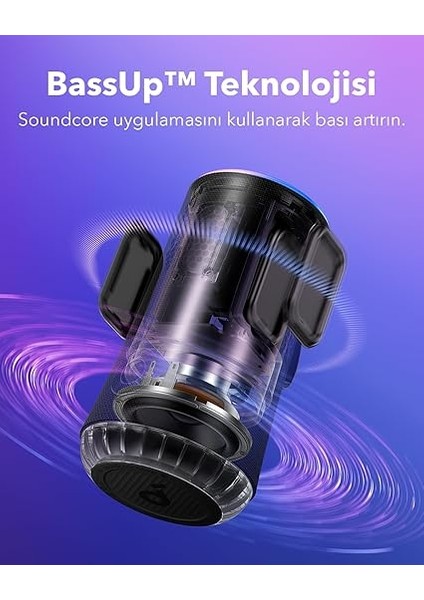 By Anker Glow 30W Taşınabilir Hoparlör, 360° Ses, Senkronize Radyant Işık, 18 Saat Oynatma Süresi, Özelleştirilebilir Eq, Işık Gösterisi, IP67, Su Geçirmez indirimleri