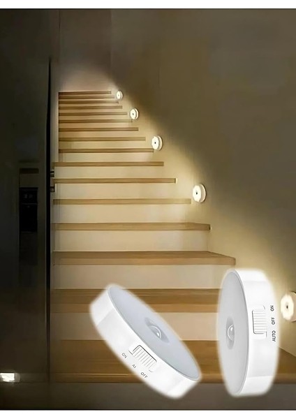Life 2 Adet Şarjlı Kablosuz Hareket Sensörlü LED Lamba Aydınlatma MIT1173