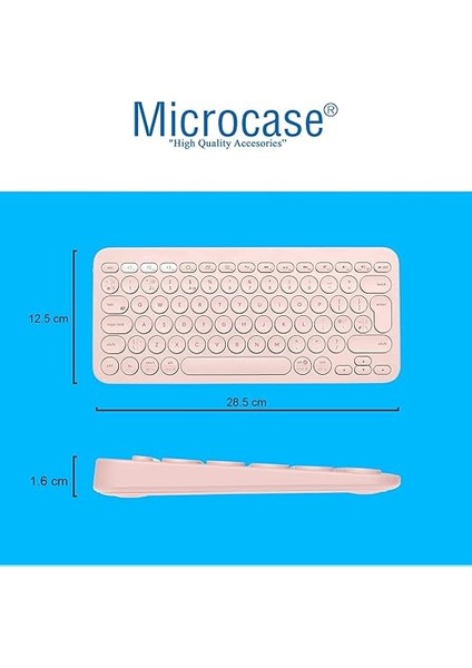 Tablet Telefon Bilgisayar Için Yuvarlak Tuşlu Bluetooth Kablosuz Klavye Android Ios Windows Uyumlu - AL3048 Pembe modelleri