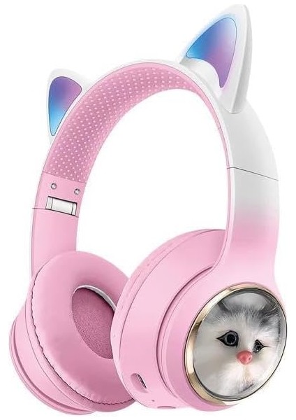 Wireless 5.3 Stereo Kedili Kulak Üstü Bluetooth Kulaklık Pembe Blt-45