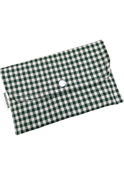 Keten Yıkanabilir Çıtçıt Detaylı Kadınlar Için Ped Çantası,mini Kozmetik Makyaj Çantası,ped Kesesi,cüzdan,kartlık (Koyu Yeşil)