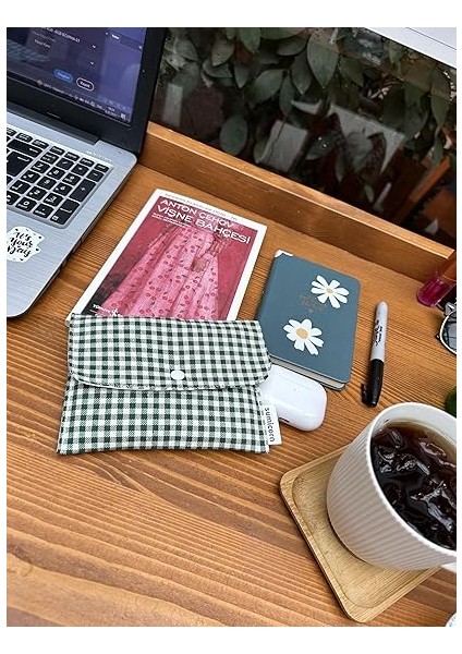 Keten Yıkanabilir Çıtçıt Detaylı Kadınlar Için Ped Çantası,mini Kozmetik Makyaj Çantası,ped Kesesi,cüzdan,kartlık (Koyu Yeşil) indirimleri