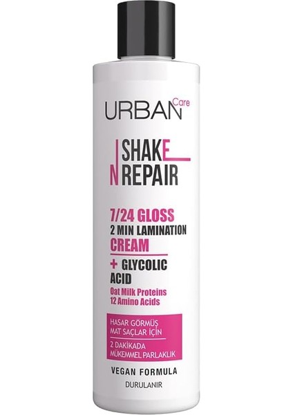 Care Shake N Repair 7/24 Gloss Laminasyon Parlaklık Etkili Durulanan Bakım Kremi, 200 Mililitre, Vegan