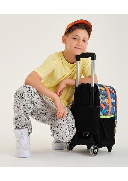 High Işıklı Tekerlekli Dinazor Kamuflaj Çekçek Okul ve Seyahat Çantası Erkek Çocuk Gri fırsatları