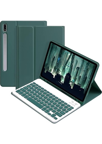 Galaxy Tab S9 Fe PLUS/S10 Plus/s9 PLUS12,4 Inç 12,4 ile Uyumlu Bluetooth Türkçe Q Klavyeli Kılıfı (Tablet Değildir) (Koyu Yeşil)