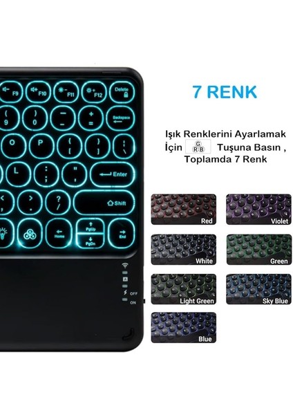 Book S 12.4" Tablet Için Uyumlu Şarjlı Touchpadli Yuvarlak Tuş Rgb Bluetooth Klavye fırsatları