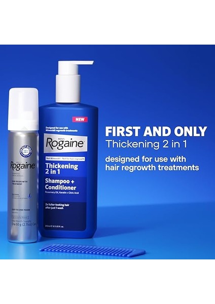 Erkek Kalınlaştırıcı 2'si 1 Arada Şampuan + Saç Kremi, Biberiye Yağı Içeren Saç Kalınlaştırıcı Şampuan ve Saç Kremi, Keratin ve Sitrik Asit Saçları Görünür Şekilde Daha Kalın Bırakır, fırsatları