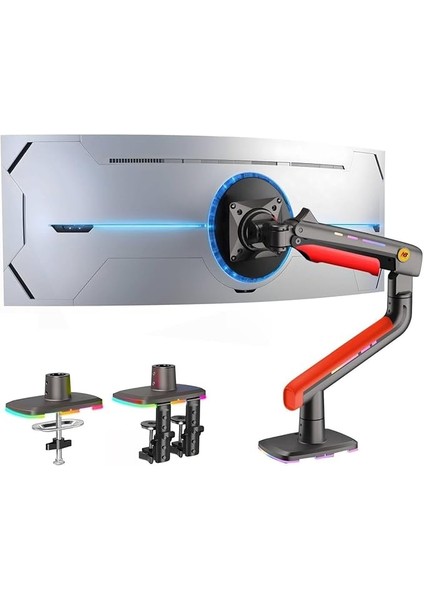 Bayou L50-GAMING, 2-20 kg Uyumlu, 32INCH-60INCH Aralığında Büyük Ekranlar Için Rgb Aydınlatmalı Oyuncu Monitör Standı (Kırmızı)