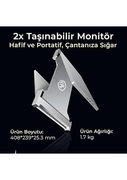 Npm Fhd 1080P IPS Type-C Taşınabilir Dizüstü Monitör Çoklayıcı Notebook Monitör (Ikili) indirimleri