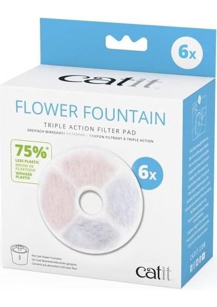 Triple Action Filtre Çerçevesiz, Catit Çiçek Çeşmesi Için Filtre, 6'lı Paket