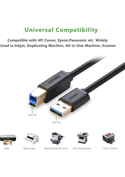 10372 2m USB A USB B Fişi Siyah - USB A USB B 3.0 (3.1 Gen 1), Siyah fırsatları