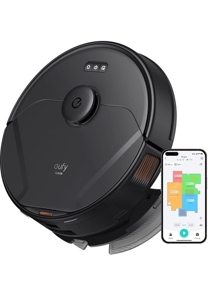 By Anker Clean X8 Pro Robot Süpürge, 2X4000 Pa Emiş Gücü, Patentli Aktif Dolaşmayı Önleyen™ Rulo Fırça, Ipath™ Lazer Navigasyon T2266 Siyah