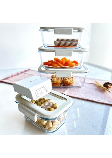 Glace Vakumlu Cam Saklama Kabı Seti Bej 5 Parça fırsatları