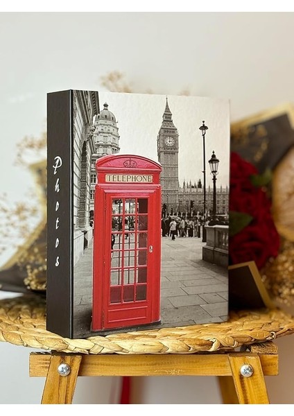 10 x 15 cm 200'LÜK Telefon Kulübesi Desenli Fotoğraf Albümü