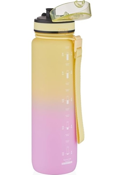 1000ML Çift Renkli Sızdırmaz Bpa Içermez Kilitlenebilir Kapaklı Motivasyonel Tritan Su Matarası (Sarı-Lila) fiyatları