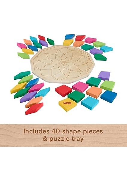 Ahşap Mandala Yapboz Yürüme Çağındaki Çocuklar Için 40 Ahşap Parçadan Oluşan Fisher-Price Geometrik Mandala Yapboz Blokları HXT94 indirimleri