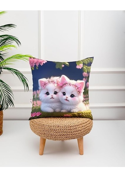 Fotoğraflı Pembe Çiçek Desenli Dijital Baskılı Dekoratif Kırlent Yastık Kılıfı fiyatları