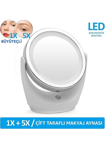 Çift Taraflı Makyaj Aynası Şarjlı Makyaj Aynası 5 Kat Büyütme Işıklı Gün Işığı ve Beyaz Işık Güzellik fiyatları