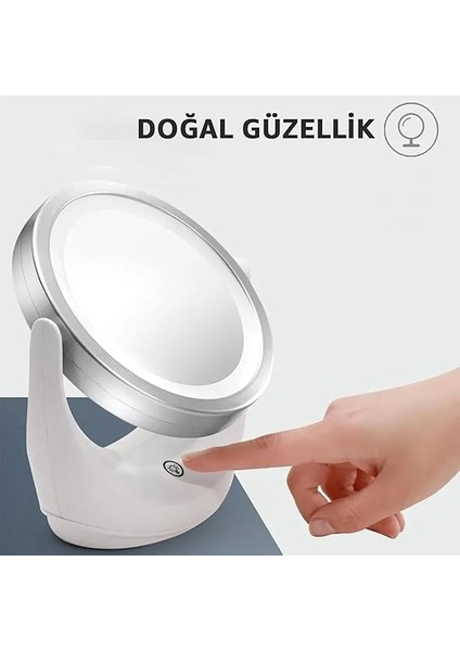 Çift Taraflı Makyaj Aynası Şarjlı Makyaj Aynası 5 Kat Büyütme Işıklı Gün Işığı ve Beyaz Işık Güzellik indirimleri