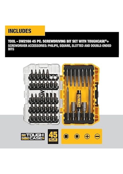 Tornavida Ucu Seti, Sağlam Çantalı, 45 Parça (DW2166) indirimleri