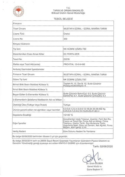 Provital 12-0-9 + Me 1 Lt (Nk Gübre Çözeltisi) fırsatları