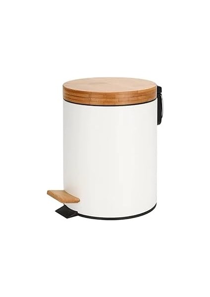 Home Bambu Kapaklı Metal Çöp Kovası – Hidrolik Sistemli Yavaş Kapanma Özellikli, Pedallı, Banyo ve Mutfak Için Şık ve Fonksiyonel Tasarım (Beyaz, 3 Litre) fırsatları