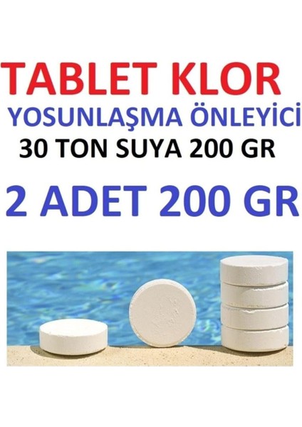 Tablet Klor 200 gr 2 Adet Yosun Önleyici Havuz Temizleyici Havuz Tablet Kloru Su Dezenfektanı