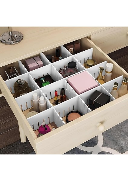 4'lü Plastik Ayarlanabilir Çekmece Düzenleyici Organizer - Iç Içe Geçmeli Kesilebilir - 8CMX43CM - Mutfak Iç Çamaşırı Çorap Sütyen Dolap Takı Makyaj (4)
