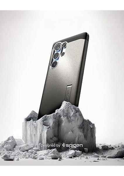 Galaxy S25 Ultra Ekstra Dayanıklı Kılıf Tough Armor Ai Hava Kanalı Teknolojisi™ Askeri Sınıf Koruma Magfit Özellikli Kickstand'lı Gunmetal Çift Katman Kapak - ACS08965 modelleri