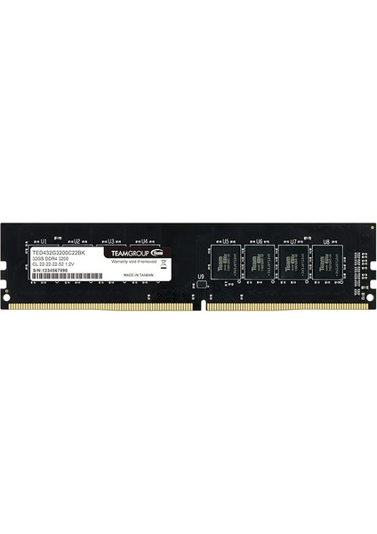 Elite Ddr4 32GB Tekli (1 x 32GB) 3200MHZ (PC4-25600) CL22 Tamponsuz Ecc Olmayan 1.2V Udımm 288 Pin Pc Bilgisayar Masaüstü Bellek Modülü Ram Yükseltme - TED432G3200C2201